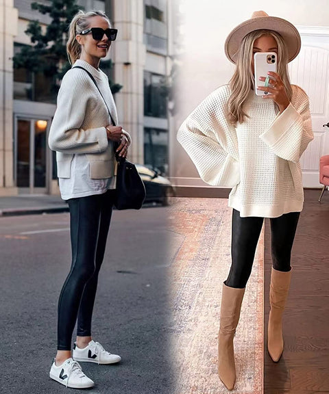 Women's High Waisted Leather Pants