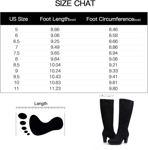 mysoft Womens Knee High Boots Wide Calf Chunky Heel Boots with Zipper