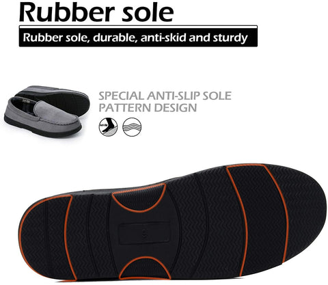 mysoft Men's House Slippers Memory Foam Classic Moccasin Slip on Shoes Anti-Slip Sole Indoor Outdoor