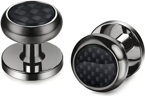 8pcs Men's Carbon Fiber Cufflinks and Shirt Studs Set