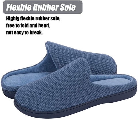 mysoft Men's Comfort Memory Foam Slippers Moccasin House Shoes Sole Indoor Outdoor