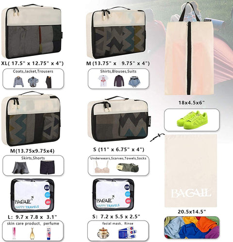 BAGAIL 8 Set Packing Cubes+Digital Luggage Scale
