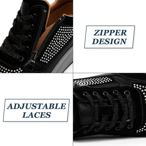 Women Walking Shoes Comfort Side Zipper Tennis Shoes
