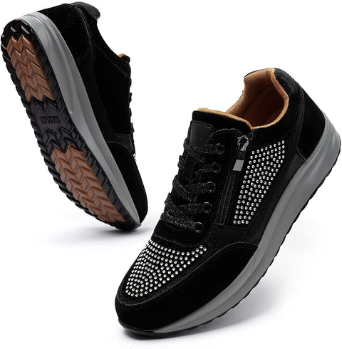 Women Walking Shoes Comfort Side Zipper Tennis Shoes
