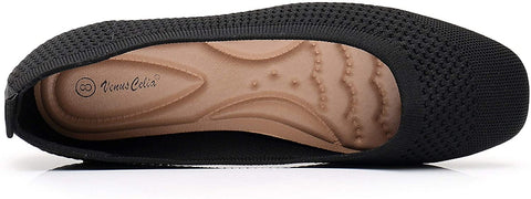 VenusCelia Women's Flexible Knit Flat Shoe