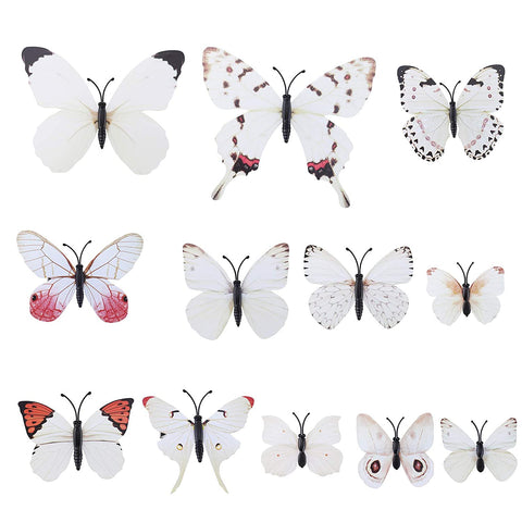 AWAYTR Realistic Printed Butterfly Hair Clip 12Pcs Fairy Hair Clips Set Hair Accessories for Girls Women (White)