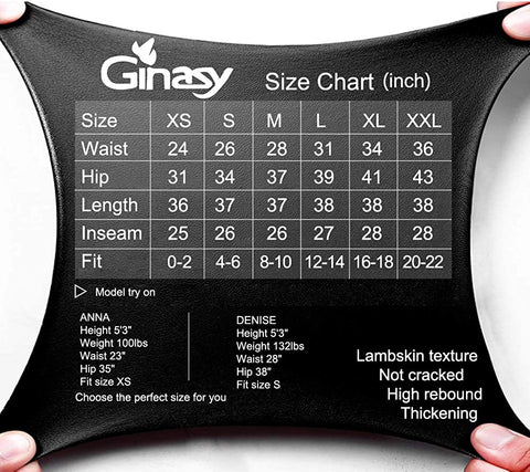 Ginasy Black Faux Leather Leggings for Women High Waisted Stretch Leather Pants with Thin Fleece Line