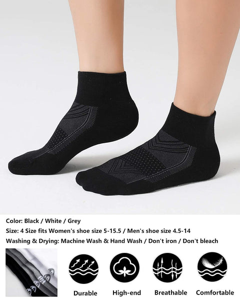 CelerSport 6 Pairs Women's Running Ankle Socks Athletic Sport Socks Cushioned