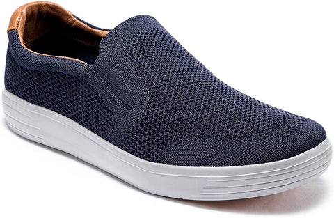 konhill Men's Slip on Fashion Sneaker - Classic Breathable Knit Loafers Skate Shoes