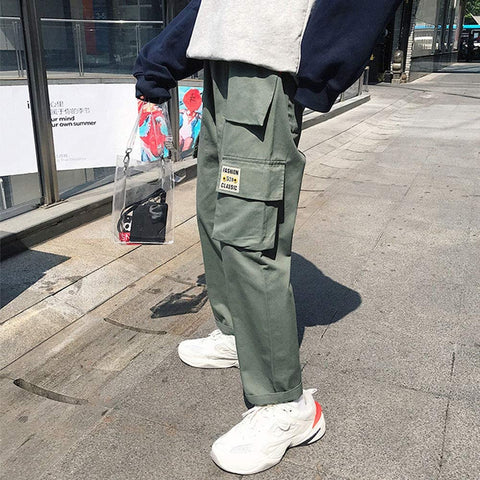 Men's Solid Loose Straight Leg Elastic Waist Outdoor Ankle Jogger Pants
