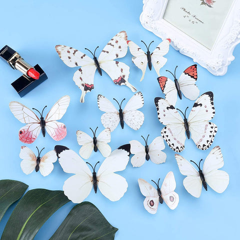 AWAYTR Realistic Printed Butterfly Hair Clip 12Pcs Fairy Hair Clips Set Hair Accessories for Girls Women (White)