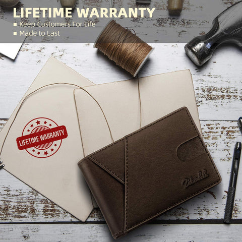 Zitahli Mens Slim Wallet with Bill Pockets RFID-blocking Leather Bifold Wallets