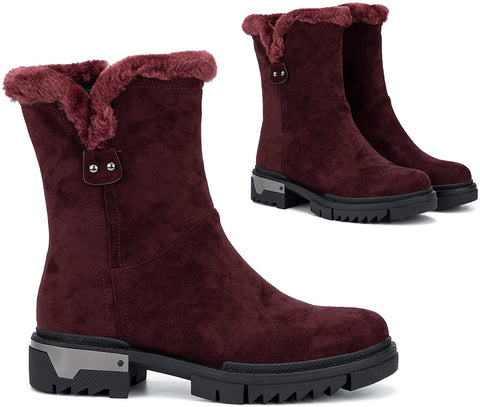 Torgeis Women’s Courtney Fashion Micro Suede Textile, Slip-On Zipper Ankle Chunky Boots, Round-Toe, Thermoplastic Rubber Outsole