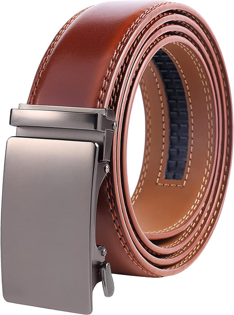 lexooxel Leather Ratchet Belt for Men,Men's Adjustable Dress Belt Trim to Fit with click sliding buckle,Gift Box