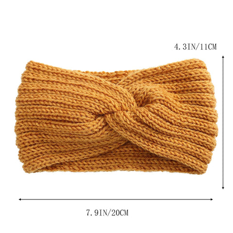 AWAYTR Elastic Knitted Pearl Turban Headband-3 Pcs Woobies Head Wrap Simple Adjust Hair Band for Women Girls (Beige+Ginger+Wine red)