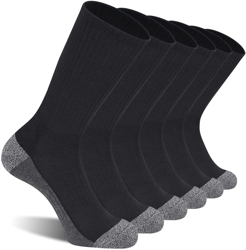 CS CELERSPORT 6 Pack Men's Cushioned Crew Socks Athletic Work Boot Socks