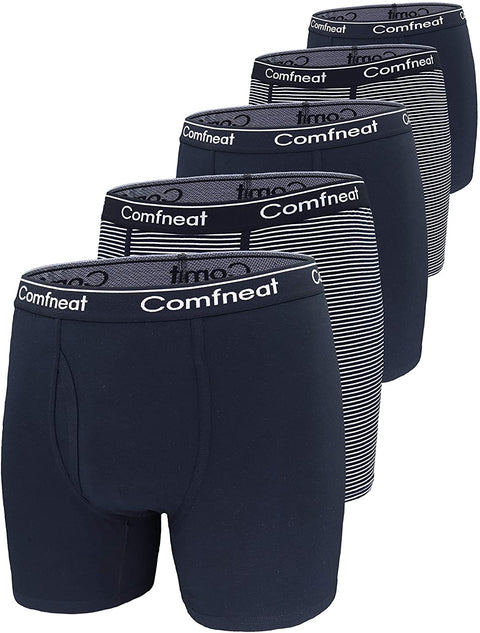 Men's 5-Pack Big & Tall 3XL-7XL Boxer Briefs Cotton Spandex Underwear with Fly