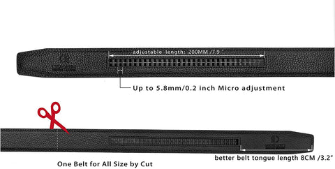 CHAOREN Ratchet Belt Strap Only 1 1/8”, Replacement Leather Belt 1.25" without Buckle