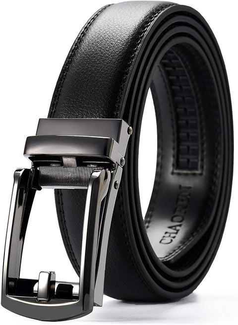 Leather Ratchet Belt 1 1/4" Comfort with Click Buckle, CHAOREN Dress Belt Adjustable Trim to Exact fit