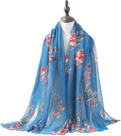 Women Floral Sheer Scarf Shawl - 3PCS Lightweight Scarfs Shawl Wrap Scarves Thin Scarfs for Women Soft Long Scarf