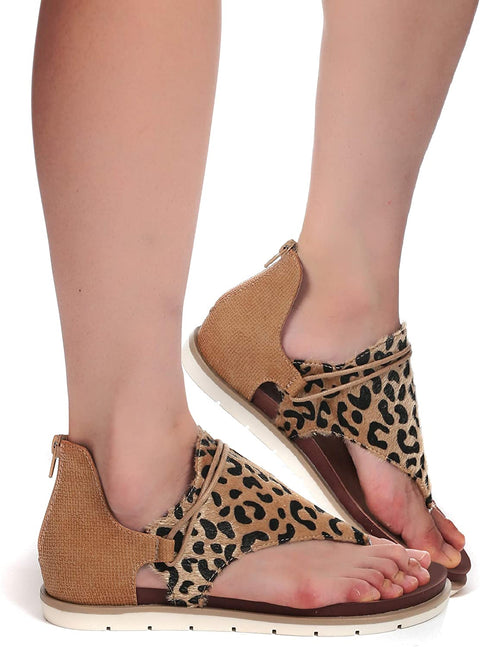 Tale Women's Flat Gladiator Sandals Lace Up Snake Print Beach Shoes