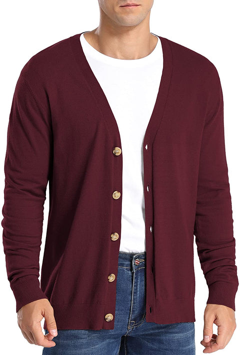 Men's V-Neck Knitted Cardigan Sweaters