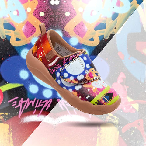 UIN Little Kid Sneaker Little Hedgehog Painted Microfiber Leather Girls Boy's Casual Fashional Shoes