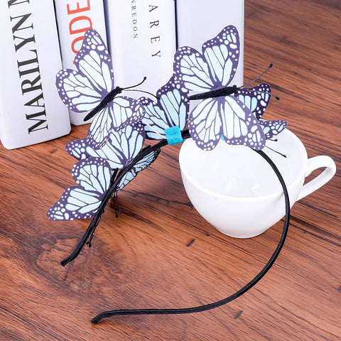 AWAYTR Girl Butterfly Fancy Fairy Headband Boho Chic Cloth Art Costume Party Tiara Crown Prop Hair Band Hoop Headband (Mint Green)