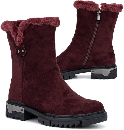 Torgeis Women’s Courtney Fashion Micro Suede Textile, Slip-On Zipper Ankle Chunky Boots, Round-Toe, Thermoplastic Rubber Outsole