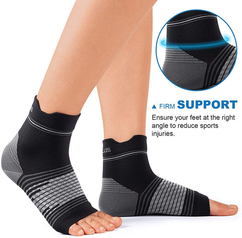 Plantar Fasciitis Sock (6 Pairs) for Men and Women, Compression Foot Sleeves with Arch and Ankle Support (Black, Large)