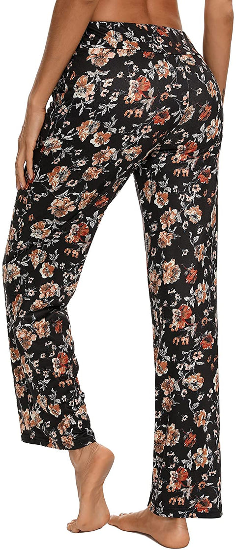 Pajama Pants for Women High Waist Yoga Pants Drawstring Palazzo Lounge Pants Wide Leg Sleep Bottoms S-XXL