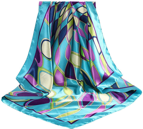 35” Large Satin Square Head Scarf - 2Pcs