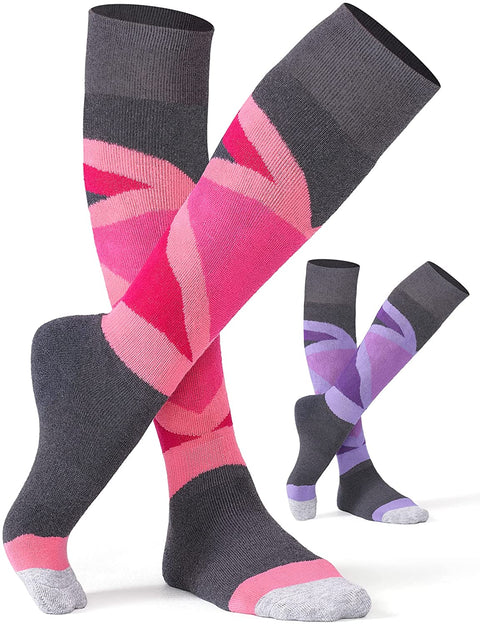 CS CELERSPORT 2/3 Pack Women's Ski Socks with Full Cushion, Wool Winter Warm Socks for Skiing Snowboarding