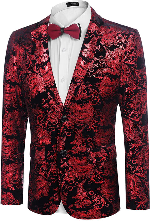 Men Luxury Paisley Floral Suit Jacket Blazer Wedding Prom Party Tuxedo