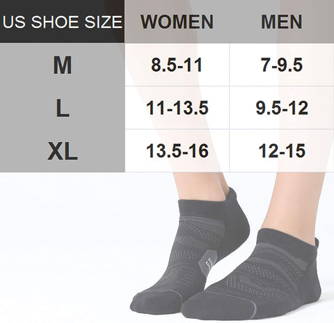 CelerSport 6 Pack Men's Running Ankle Socks with Cushion, Low Cut Athletic Tab Socks