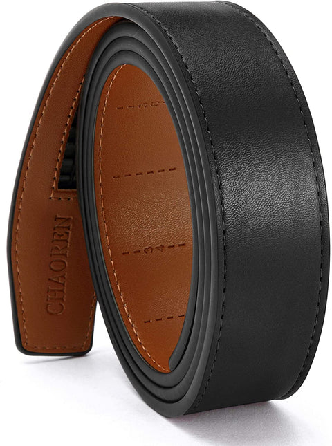 CHAOREN Ratchet Belt Replacement Strap 1 3/8”, Genuine Leather Belt Casual for 40MM Slide Click Buckle