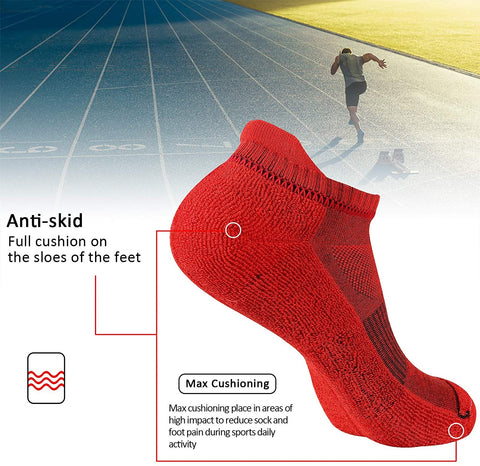 Mens Athletic Low Cut Ankle Socks Cushioned Running Sports Sock for Men 6 Pack
