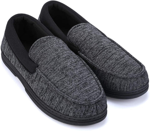 mysoft Men's House Slippers Memory Foam Classic Moccasin Slip on Shoes Anti-Slip Sole Indoor Outdoor