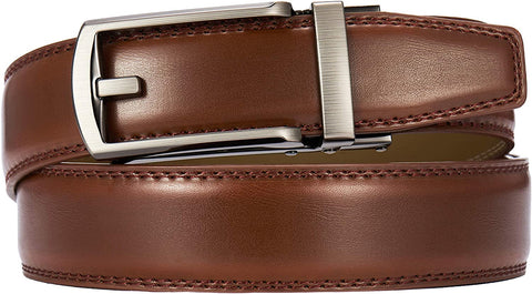 Kids Belts for Boys, Chaoren Leather Ratchet Belt 1.25" Comfort with Click Buckle, Adjustable Trim to Fit