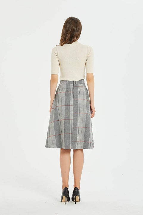 Womens High Waist A Line Button Front Winter Fall Midi Skirt
