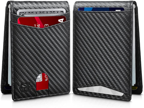 Zitahli RFID Wallet for Men, 14 Cards Slim Mens Wallet with Money Clip Front Pocket Wallet Bifold Leather Minimalist Credit Card Holder for Men with Gift Box and ID Window