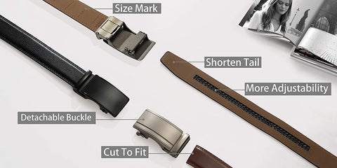 Lavemi Men's Real Leather Ratchet Dress Belt with Automatic Buckle,Elegant Gift Box