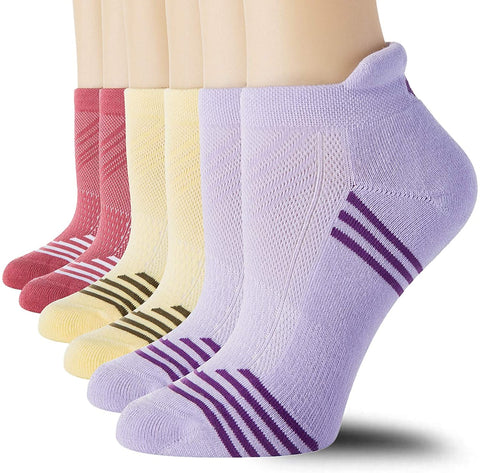 CelerSport 6 Pack Women's Low Cut Athletic Ankle Socks with tab Running Socks Cushioned
