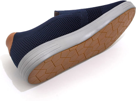 konhill Men's Slip on Fashion Sneaker - Classic Breathable Knit Loafers Skate Shoes