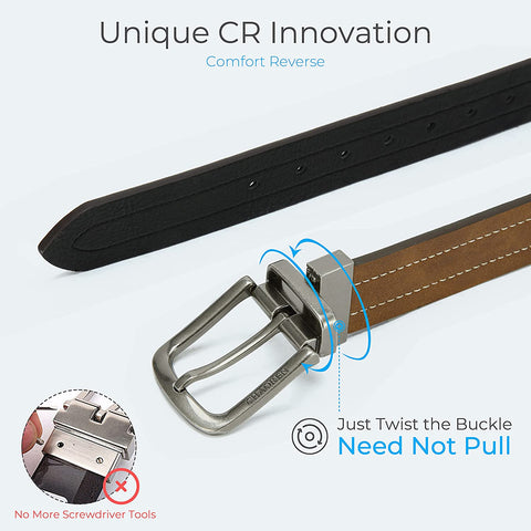 Reversible Belts for Men, CHAOREN Leather Dress Belt 1 3/8" Black & Brown Adjustable Trim to Fit