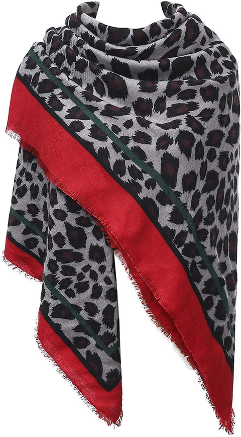 Women's Leopard Print Blanket Square Wrap Scarf
