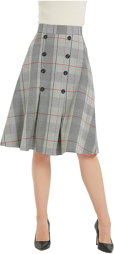 Womens High Waist A Line Button Front Winter Fall Midi Skirt