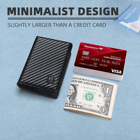 Zitahli Mens Minimalist Wallet, Genuine Leather Ultra Slim RFID Mens Wallet Large Capacity 20 Cards Holder Wallet for Men