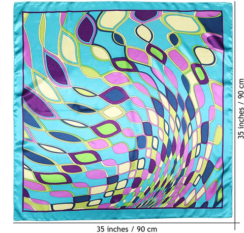 35” Large Satin Square Head Scarf - 2Pcs