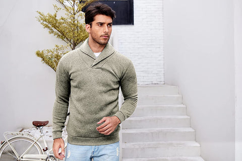 Men's Collared Fall Soft Sweater Thermal Knitted Modern Warm Sweatshirt